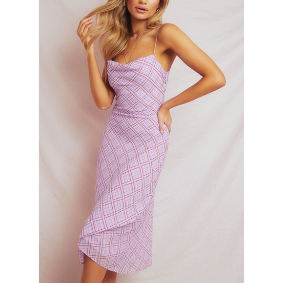 FINDERS KEEPERS NOSTALGIA DRESS LILAC CHECK - Picture 8 of 11